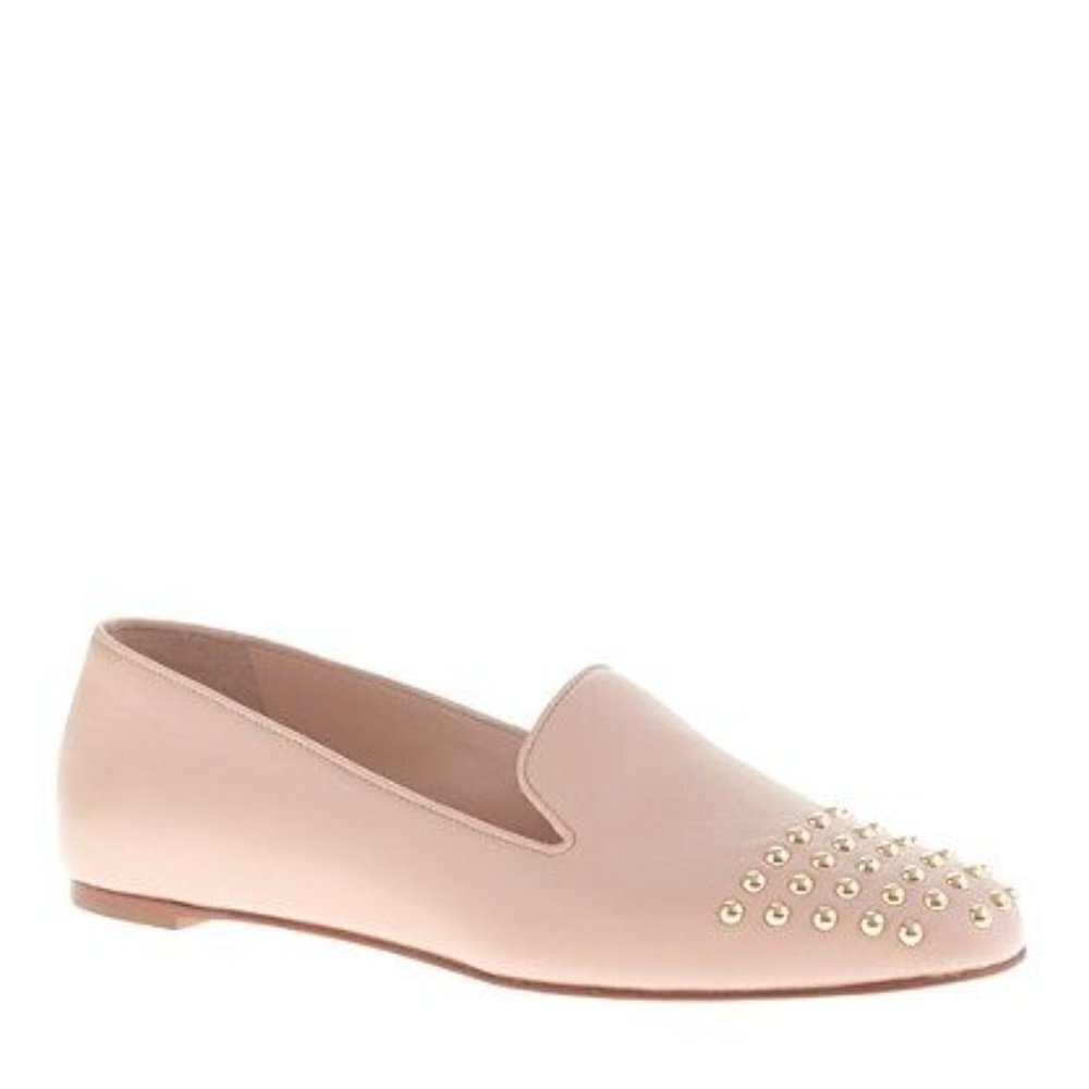 J.crew Darby Leather & Gold Studded Cap Toe Loafers  Flats 8.5